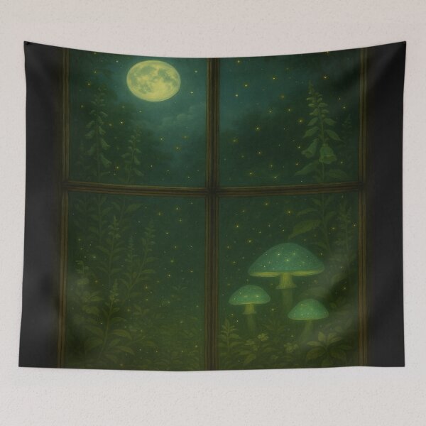 Item preview, Moonlit Herb Garden • Magical Mushrooms & Fireflies designed and sold by fairmaiden7.