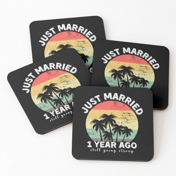 Item preview, Vintage - Just Married 1 Year Ago, 1st Wedding Anniversary for Couple Men & Women designed and sold by Mozaic Clothes.