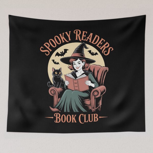 Item preview, Spooky Reader Book Lovers Halloween Witch Cute Cat designed and sold by tearbytea.