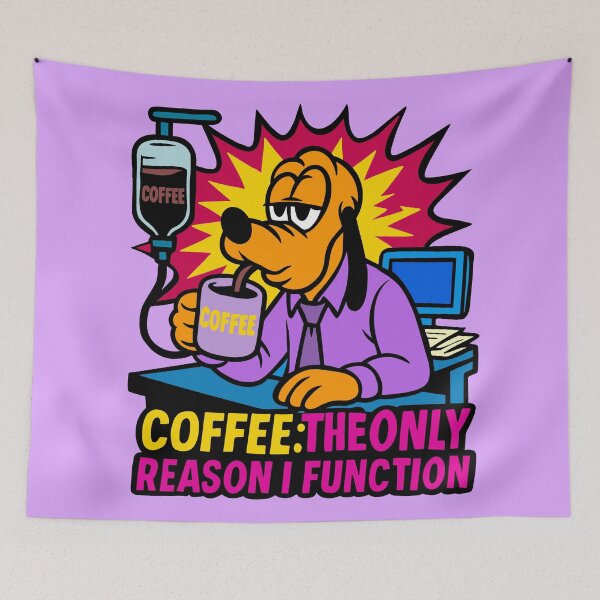 Item preview, ☕ Pluto Coffee Addict – The Only Reason I Function | Funny Office Dog designed and sold by UnicornDreamers.