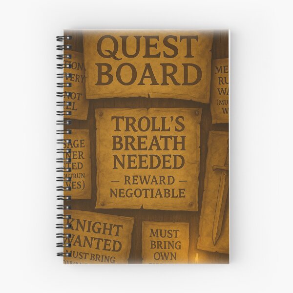 Item preview, “Troll’s Breath Quest Board • Fantasy Troll’s Breath Needed & Odd Jobs Wall Art” designed and sold by fairmaiden7.