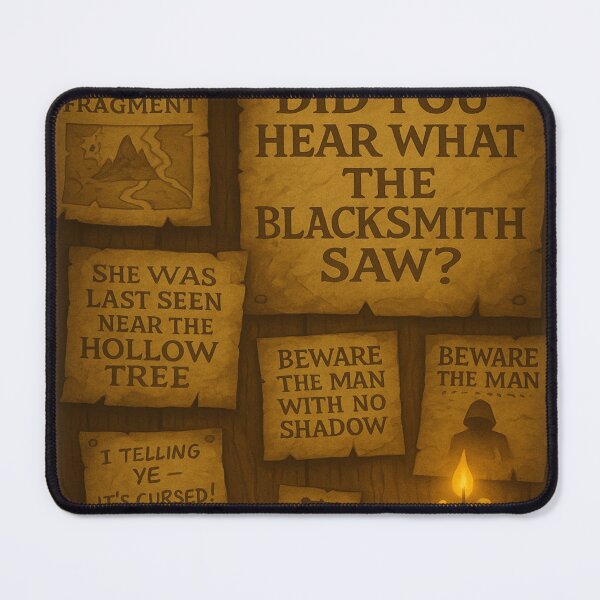 Item preview, Tavern Gossip Wall • Rumor Board • “Beware The Man With No Shadow” Fantasy Art designed and sold by fairmaiden7.