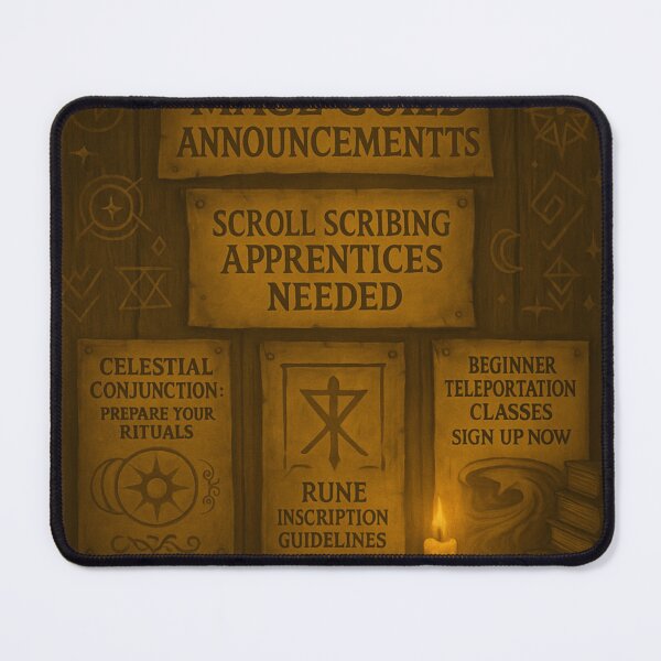 Item preview, Mage Guild Announcement Board · Scroll Scribing Apprentices Needed · Fantasy Wizard Scroll Wall Art designed and sold by fairmaiden7.