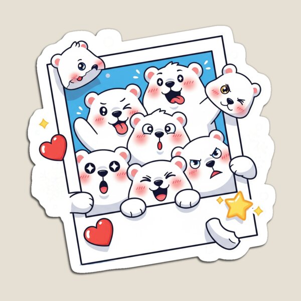 Item preview, Funny Selfie Camera Sticker – Cute Kawaii Cartoon designed and sold by The-Magic-Ink.