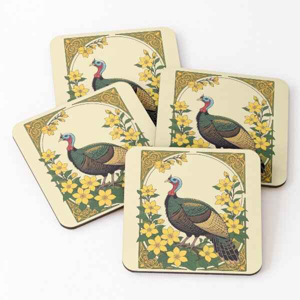 Item preview, Wild Turkey Game Bird And Jasmine Flowers Illustration designed and sold by taiche.