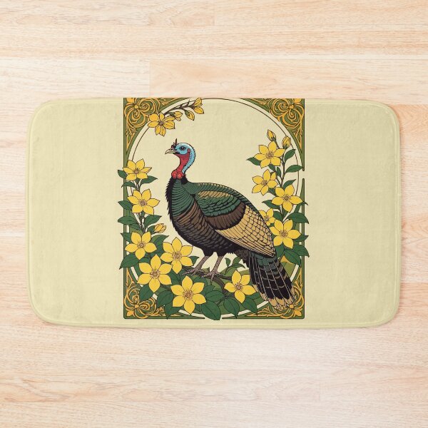 Item preview, Wild Turkey Game Bird And Jasmine Flowers Illustration designed and sold by taiche.
