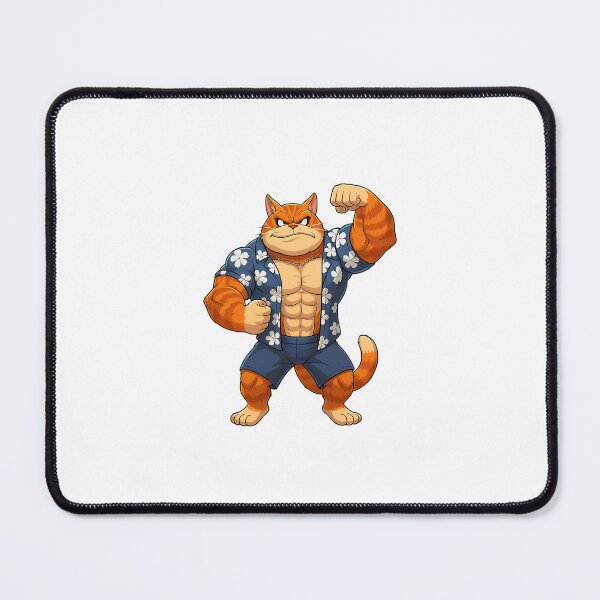 Item preview, Funny Cat Gym Shorts for Men – Muscle Cat Flex Hawaiian Summer Shorts, Workout Beachwear, Cartoon Cat Print Streetwear designed and sold by CatMoods.
