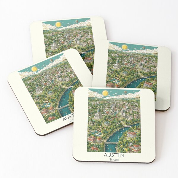 Item preview, Austin Texas Vintage Travel Poster | Retro Cityscape Art designed and sold by TuncGK.