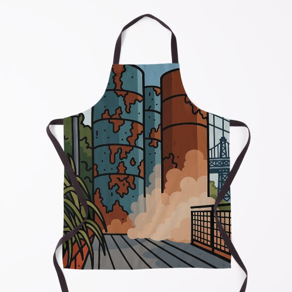 Item preview, Industrial Loft Art - Rusted Silos by the Bridge | Urban Illustration Print designed and sold by TheABview.