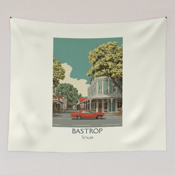 Item preview, Bastrop Texas Vintage Travel Poster | Historic Main Street Art designed and sold by TuncGK.