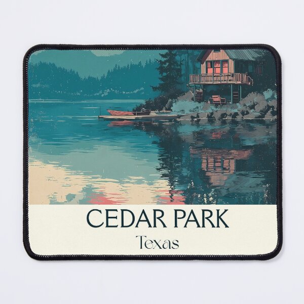 Item preview, Cedar Park Texas Vintage Travel Poster | Lake Scene Art designed and sold by TuncGK.