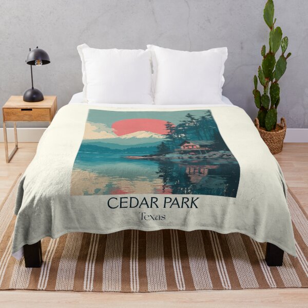 Item preview, Cedar Park Texas Vintage Travel Poster | Lake Scene Art designed and sold by TuncGK.