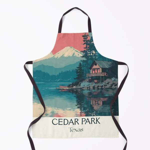 Item preview, Cedar Park Texas Vintage Travel Poster | Lake Scene Art designed and sold by TuncGK.