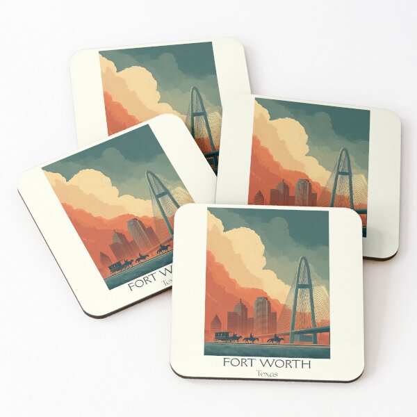 Item preview, Fort Worth Texas Vintage Travel Poster | Modern Cowtown Skyline designed and sold by TuncGK.