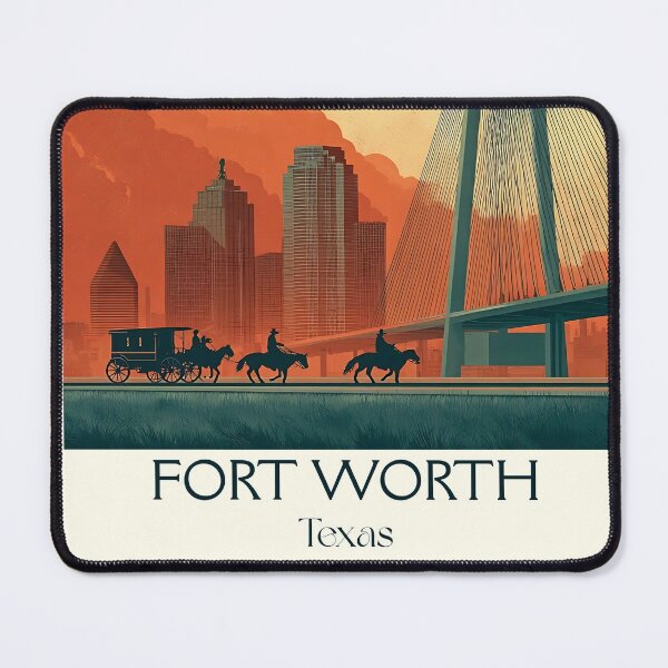 Item preview, Fort Worth Texas Vintage Travel Poster | Modern Cowtown Skyline designed and sold by TuncGK.