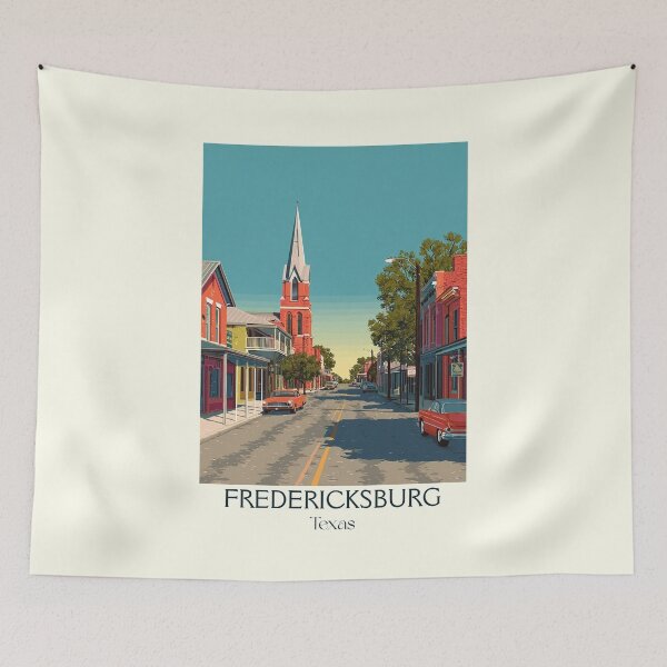 Item preview, Fredericksburg Texas Vintage Travel Poster | German Heritage Art designed and sold by TuncGK.