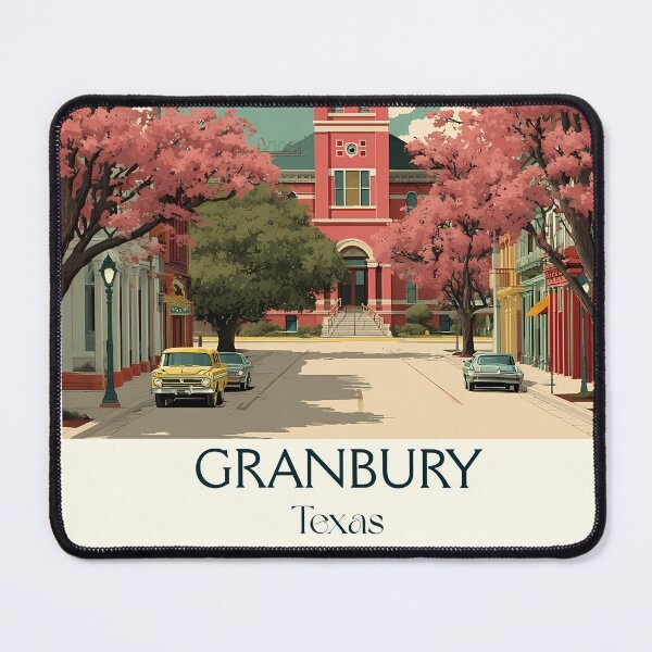 Item preview, Granbury Texas Vintage Travel Poster | Historic Courthouse Square designed and sold by TuncGK.