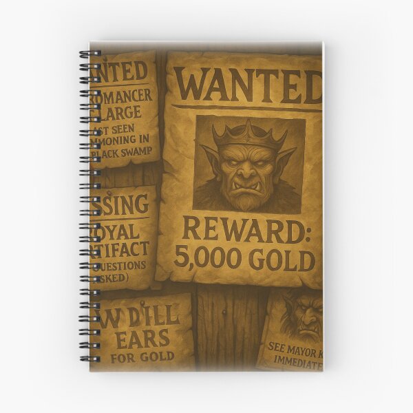 Item preview, “Fantasy Bounty Board – Goblin King, Necromancer & Troll Hunt Wanted Art” designed and sold by fairmaiden7.