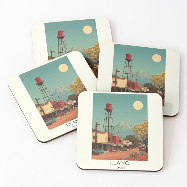 Item preview, Llano Texas Vintage Travel Poster | Hill Country Water Tower Art designed and sold by TuncGK.