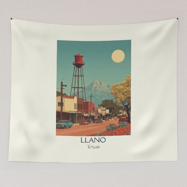 Item preview, Llano Texas Vintage Travel Poster | Hill Country Water Tower Art designed and sold by TuncGK.