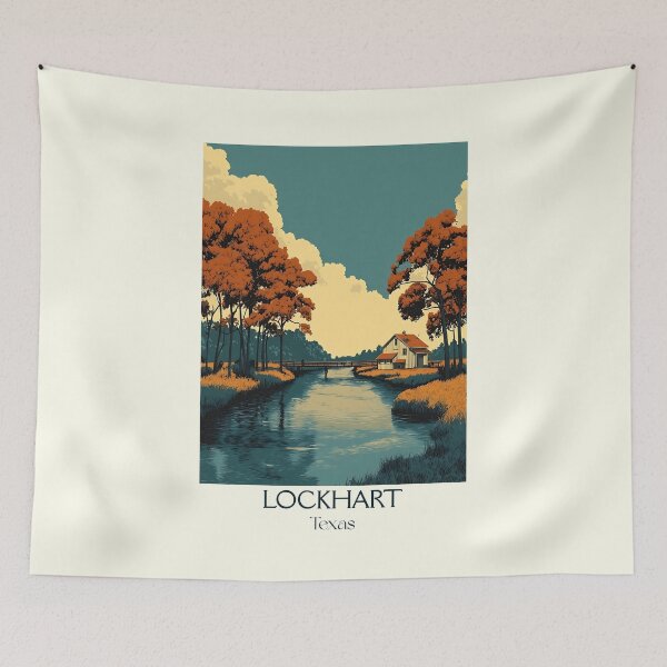Item preview, Lockhart Texas Vintage Travel Poster | BBQ Capital Art designed and sold by TuncGK.