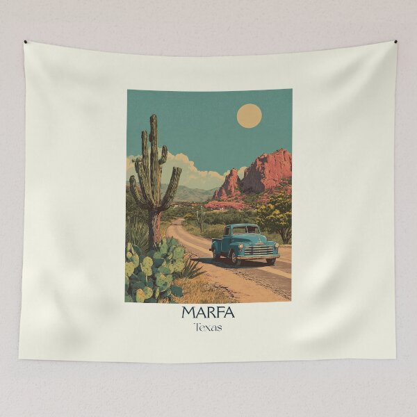 Item preview, Marfa Texas Vintage Travel Poster | West Texas Desert Art designed and sold by TuncGK.