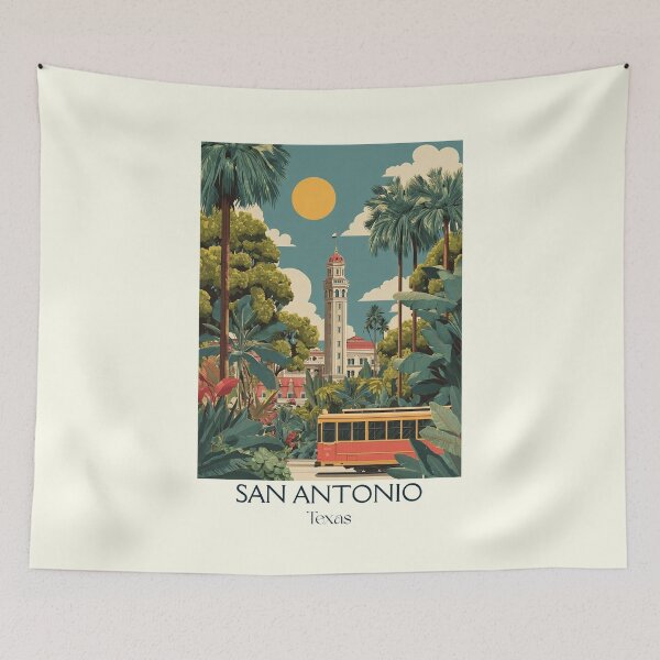 Item preview, San Antonio Texas Vintage Travel Poster | River City Art designed and sold by TuncGK.
