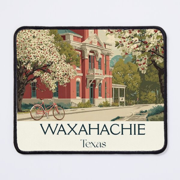 Item preview, Waxahachie Texas Vintage Travel Poster | Gingerbread City Art designed and sold by TuncGK.