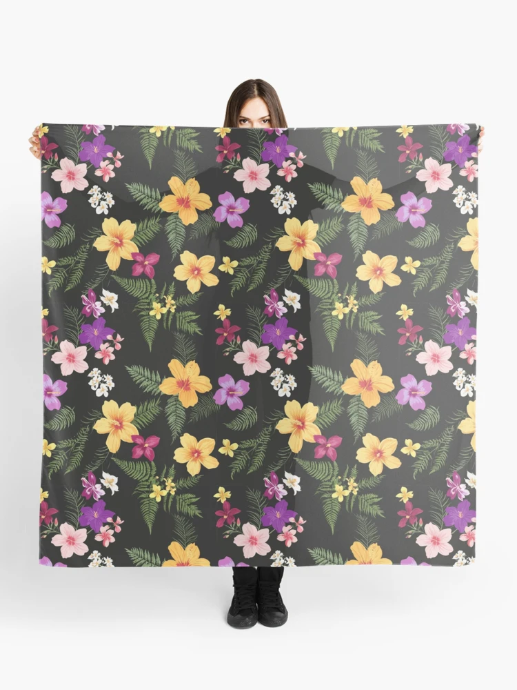 Tropical Hibiscus Floral Scarf