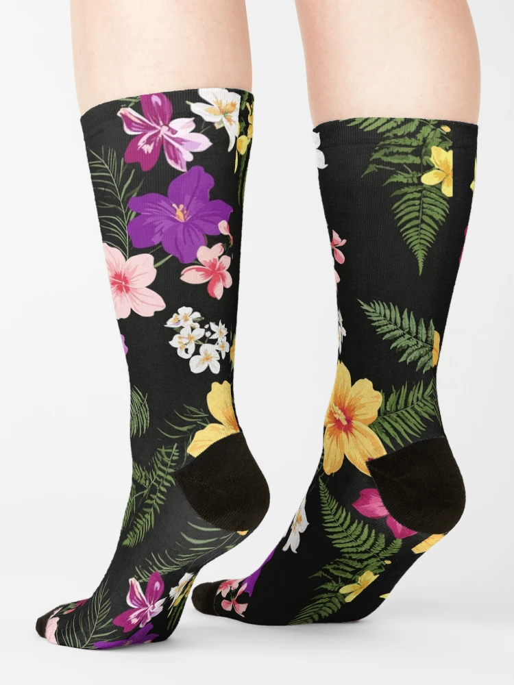 Tropical Hibiscus Floral Socks image 2
