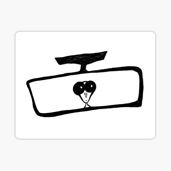 Rear-View Alien Creepy Cute SciFi Art Sticker