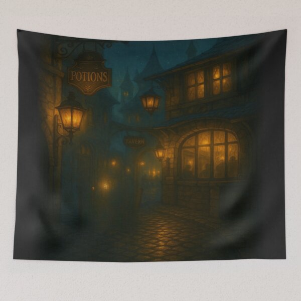 Item preview, Moonlit Alley Tavern – Medieval Street Fantasy Scene designed and sold by fairmaiden7.