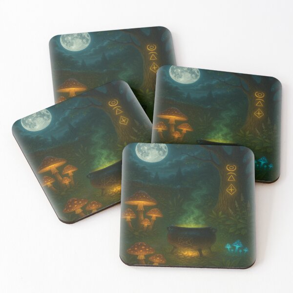 Item preview, Witch’s Garden Under Moonlight – Magical Mushroom & Herb Fantasy Scene designed and sold by fairmaiden7.