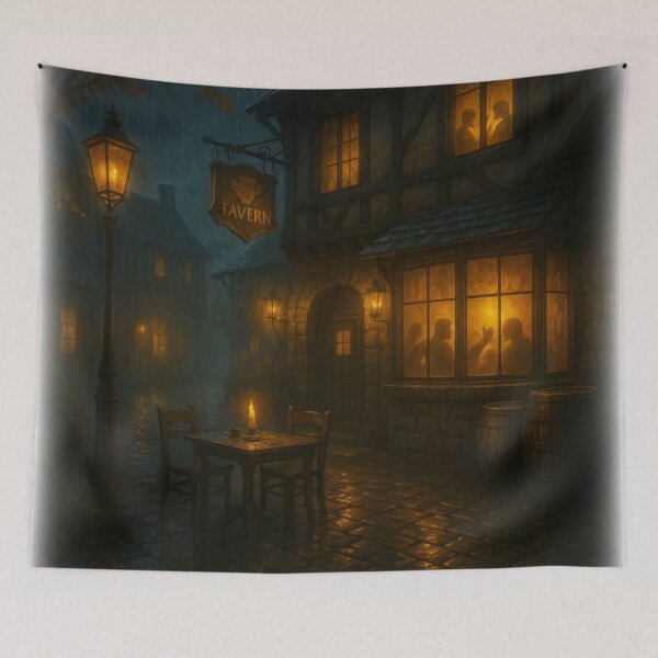 Item preview, "The Arcane Alley – Fantasy Marketplace Street Scene with Magic Shop Glow" designed and sold by fairmaiden7.