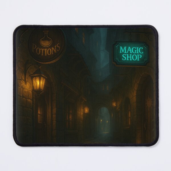 Item preview, “Enchanted Alleyway at Dusk – Magical Lantern-lit Fantasy Street Art” designed and sold by fairmaiden7.
