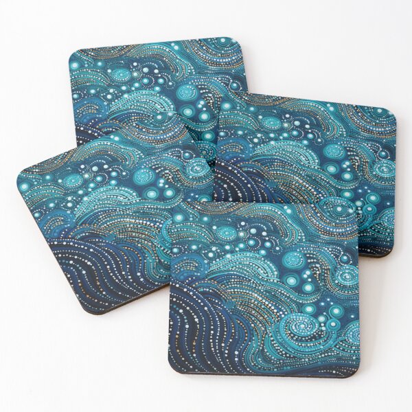 Item preview, Aboriginal Inspired Dot Art - With Ocean Wavy Waves designed and sold by GrinGalore.