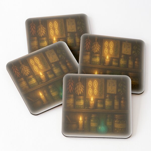 Item preview, The Enchanter’s Study – Arcane Bookcase & Potion Shelf Wall Art designed and sold by fairmaiden7.