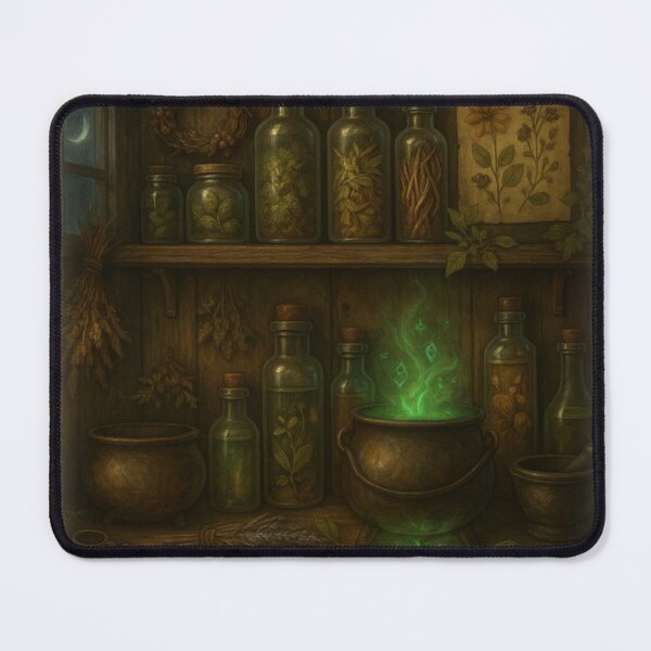 Item preview, Cottage Alchemist's Wall – Glowing Herb Jars & Botanical Magic Decor designed and sold by fairmaiden7.