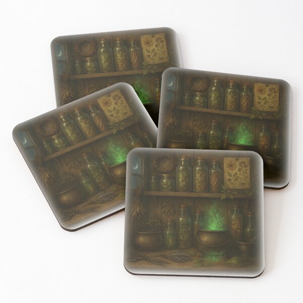Item preview, Cottage Alchemist's Wall – Glowing Herb Jars & Botanical Magic Decor designed and sold by fairmaiden7.
