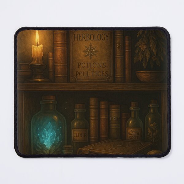 Item preview, “The Mystic Library Nook – Hidden Lore & Arcane Shelves Wall Art” designed and sold by fairmaiden7.