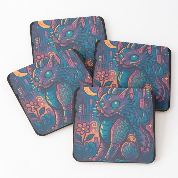 Item preview, Cyber Dragon Cat – Neon City Fantasy Vibes designed and sold by Mykeyzz – Original Art & Vibes.