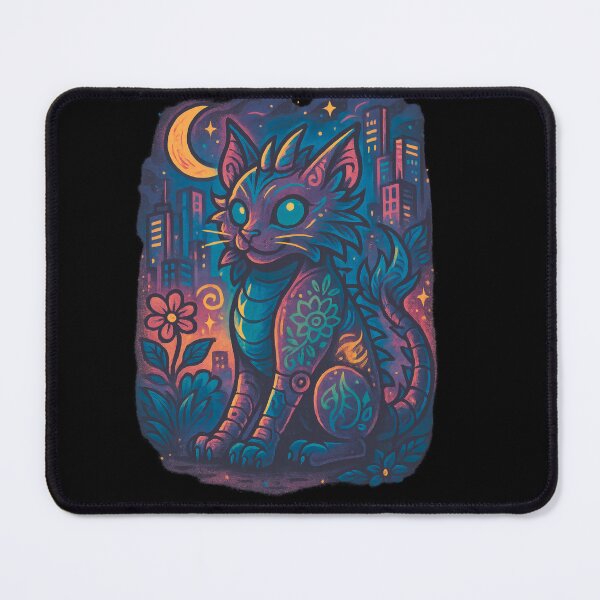 Item preview, Cyber Dragon Cat – Neon City Fantasy Vibes designed and sold by Mykeyzz – Original Art & Vibes.