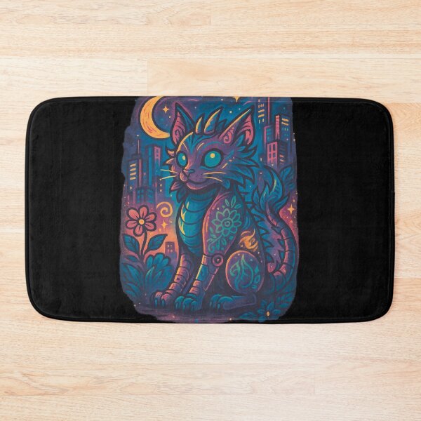 Item preview, Cyber Dragon Cat – Neon City Fantasy Vibes designed and sold by Mykeyzz – Original Art & Vibes.