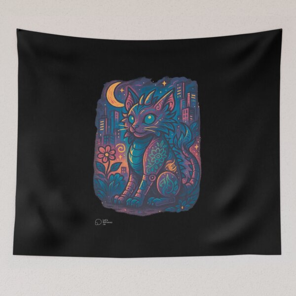 Item preview, Cyber Dragon Cat – Neon City Fantasy Vibes designed and sold by Mykeyzz – Original Art & Vibes.