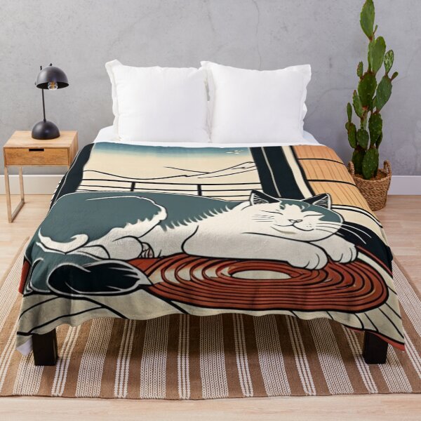 Item preview, Gray and White Cat Napping in a Japanese Room – Soft Ukiyo-e Mood designed and sold by LEO'S CREATURE れおずくりーちゃー.