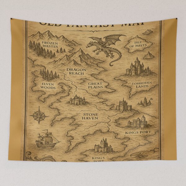 Item preview, Ancient Realms Fantasy Map - Vintage Adventure Cartography designed and sold by fairmaiden7.
