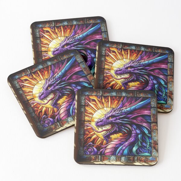 Item preview, Purple Stained Glass Dragon designed and sold by FairytalePress.
