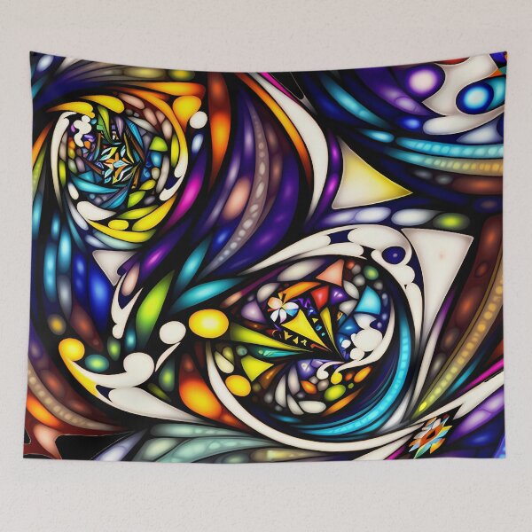 Item preview, Colorful Shapes #1 | Abstract Geometric Art in Bold Colors | Stained Glass Church Window designed and sold by kiri studio.