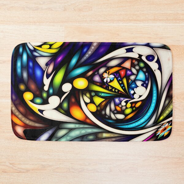 Item preview, Colorful Shapes #1 | Abstract Geometric Art in Bold Colors | Stained Glass Church Window designed and sold by kiri studio.