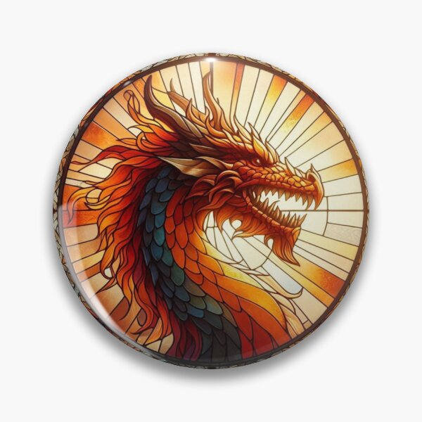Item preview, Orange Stained Glass Dragon designed and sold by FairytalePress.